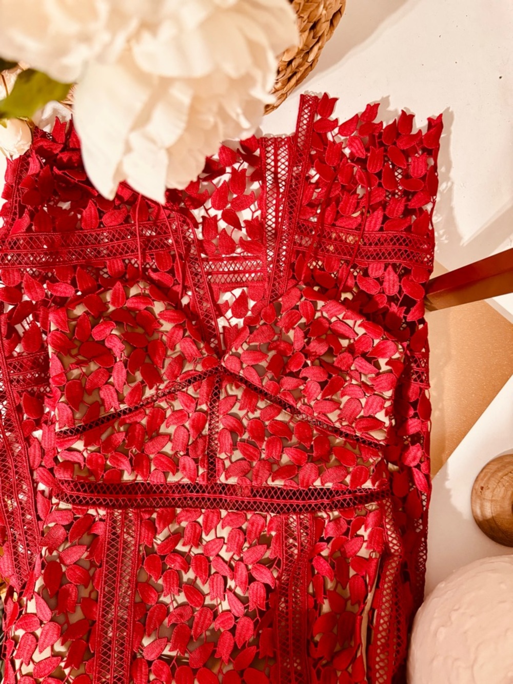 Self-Portrait Red Lace Slip Dress - Picture 12 of 15